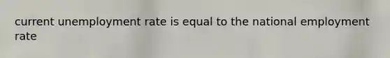 current unemployment rate is equal to the national employment rate