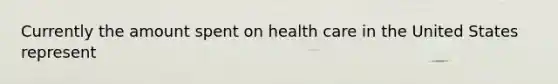 Currently the amount spent on health care in the United States represent