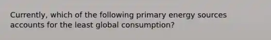 Currently, which of the following primary energy sources accounts for the least global consumption?