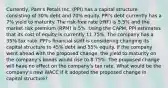 Currently, Pam's Petals Inc. (PPI) has a capital structure consisting of 30% debt and 70% equity. PPI's debt currently has a 7% yield to maturity. The risk-free rate (rRF) is 5.5% and the market risk premium (RPM) is 5%. Using the CAPM, PPI estimates that its cost of equity is currently 11.75%. The company has a 35% tax rate. PPI's financial staff is considering changing its capital structure to 45% debt and 55% equity. If the company went ahead with the proposed change, the yield to maturity on the company's bonds would rise to 8.75%. The proposed change will have no effect on the company's tax rate. What would be the company's new WACC if it adopted the proposed change in capital structure?