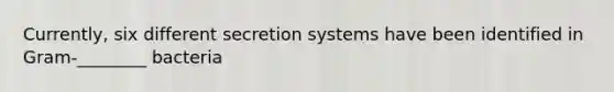 Currently, six different secretion systems have been identified in Gram-________ bacteria