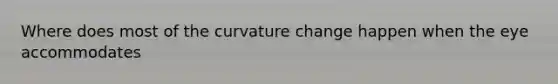 Where does most of the curvature change happen when the eye accommodates