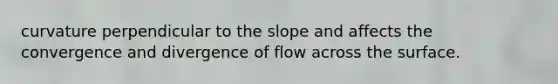 curvature perpendicular to the slope and affects the convergence and divergence of flow across the surface.