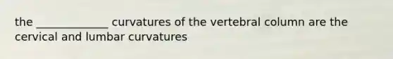 the _____________ curvatures of the vertebral column are the cervical and lumbar curvatures