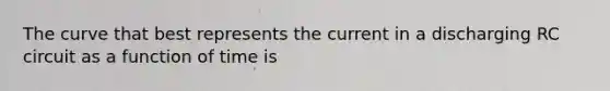 The curve that best represents the current in a discharging RC circuit as a function of time is