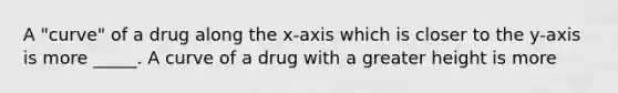 A "curve" of a drug along the x-axis which is closer to the y-axis is more _____. A curve of a drug with a greater height is more