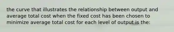 the curve that illustrates the relationship between output and average total cost when the fixed cost has been chosen to minimize average total cost for each level of output is the: