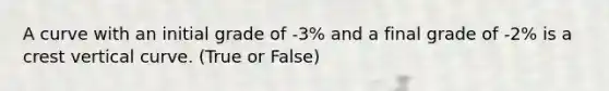 A curve with an initial grade of -3% and a final grade of -2% is a crest vertical curve. (True or False)