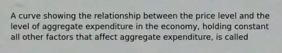 A curve showing the relationship between the price level and the level of aggregate expenditure in the economy, holding constant all other factors that affect aggregate expenditure, is called