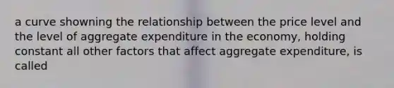 a curve showning the relationship between the price level and the level of aggregate expenditure in the economy, holding constant all other factors that affect aggregate expenditure, is called