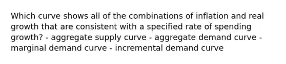 Which curve shows all of the combinations of inflation and real growth that are consistent with a specified rate of spending growth? - aggregate supply curve - aggregate demand curve - marginal demand curve - incremental demand curve