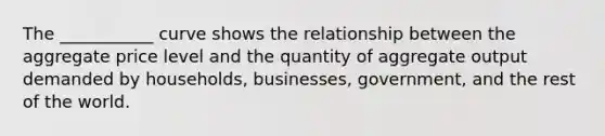 The ___________ curve shows the relationship between the aggregate price level and the quantity of aggregate output demanded by households, businesses, government, and the rest of the world.