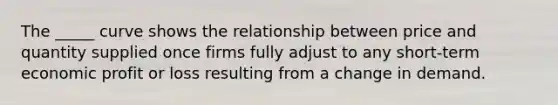 The _____ curve shows the relationship between price and quantity supplied once firms fully adjust to any short-term economic profit or loss resulting from a change in demand.