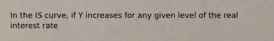 In the IS curve, if Y increases for any given level of the real interest rate