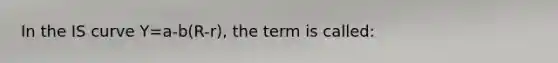 In the IS curve Y=a-b(R-r), the term is called: