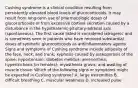 Cushing syndrome is a clinical condition resulting from persistently elevated blood levels of glucocorticoids. It may result from long-term use of pharmacologic doses of glucocorticoids or from excessive cortisol secretion caused by a disturbance in the hypothalamic-pituitary-adrenal axis (spontaneous). The first cause listed is considered iatrogenic and is sometimes seen in patients who have received substantial doses of synthetic glucocorticoids as antiinflammatory agents. Signs and symptoms of Cushing syndrome include adiposity of the face, neck, and trunk; kyphosis caused by osteoporosis of the spine; hypertension; diabetes mellitus; amenorrhea; hypertrichosis (in females); myasthenia gravis; and wasting of muscle tissue. Which of the following signs or symptoms might be expected in Cushing syndrome? A. large extremities B. difficult breathing C. muscular weakness D. increased pulse