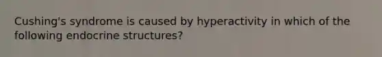 Cushing's syndrome is caused by hyperactivity in which of the following endocrine structures?