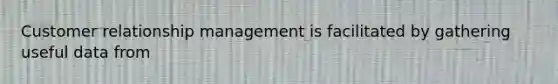 Customer relationship management is facilitated by gathering useful data from