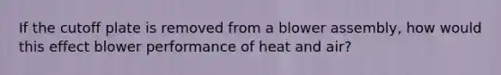 If the cutoff plate is removed from a blower assembly, how would this effect blower performance of heat and air?