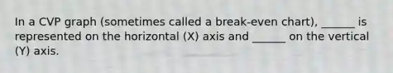 In a CVP graph (sometimes called a break-even chart), ______ is represented on the horizontal (X) axis and ______ on the vertical (Y) axis.