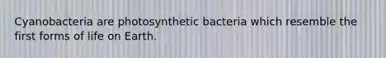 Cyanobacteria are photosynthetic bacteria which resemble the first forms of life on Earth.