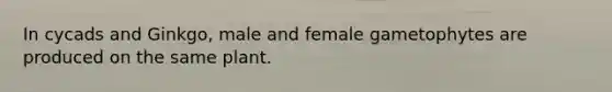 In cycads and Ginkgo, male and female gametophytes are produced on the same plant.