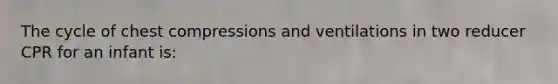 The cycle of chest compressions and ventilations in two reducer CPR for an infant is: