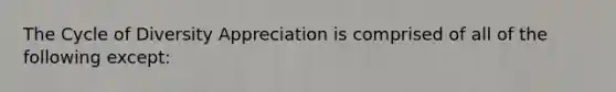 The Cycle of Diversity Appreciation is comprised of all of the following except: