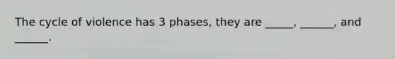 The cycle of violence has 3 phases, they are _____, ______, and ______.