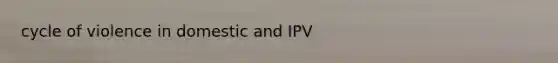 cycle of violence in domestic and IPV