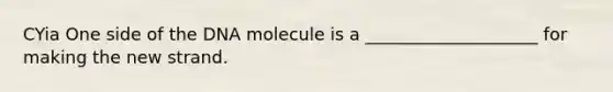 CYia One side of the DNA molecule is a ____________________ for making the new strand.