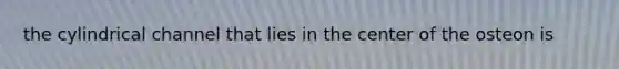 the cylindrical channel that lies in the center of the osteon is
