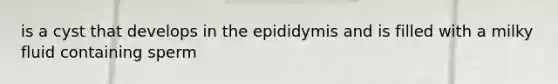 is a cyst that develops in the epididymis and is filled with a milky fluid containing sperm