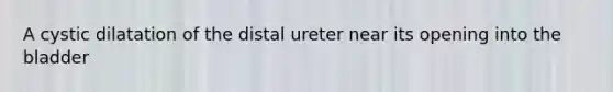 A cystic dilatation of the distal ureter near its opening into the bladder