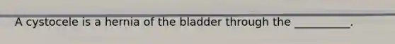 A cystocele is a hernia of the bladder through the __________.