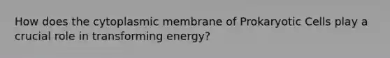 How does the cytoplasmic membrane of Prokaryotic Cells play a crucial role in transforming energy?