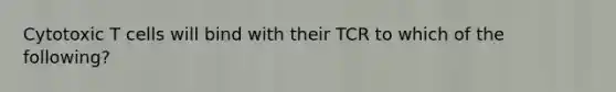 Cytotoxic T cells will bind with their TCR to which of the following?