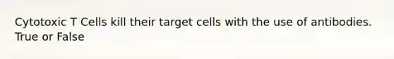 Cytotoxic T Cells kill their target cells with the use of antibodies. True or False