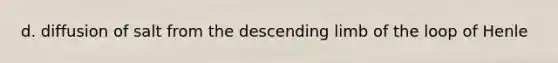 d. diffusion of salt from the descending limb of the loop of Henle