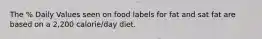 The % Daily Values seen on food labels for fat and sat fat are based on a 2,200 calorie/day diet.