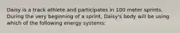 Daisy is a track athlete and participates in 100 meter sprints. During the very beginning of a sprint, Daisy's body will be using which of the following energy systems: