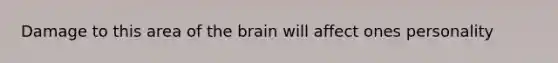 Damage to this area of the brain will affect ones personality