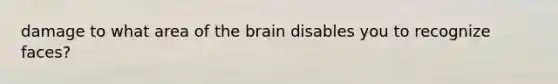 damage to what area of the brain disables you to recognize faces?