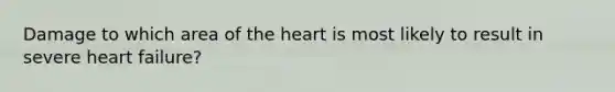 Damage to which area of the heart is most likely to result in severe heart failure?