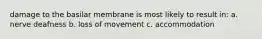 damage to the basilar membrane is most likely to result in: a. nerve deafness b. loss of movement c. accommodation
