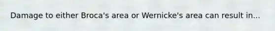 Damage to either Broca's area or Wernicke's area can result in...