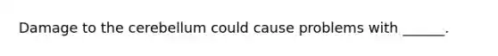 Damage to the cerebellum could cause problems with ______.