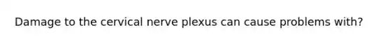 Damage to the cervical nerve plexus can cause problems with?