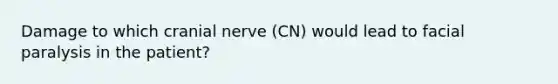 Damage to which cranial nerve (CN) would lead to facial paralysis in the patient?