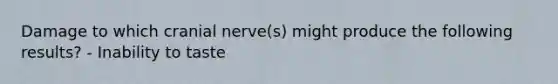 Damage to which cranial nerve(s) might produce the following results? - Inability to taste